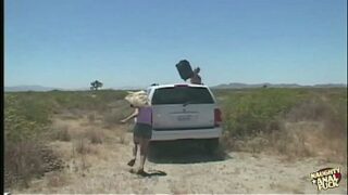 Hot blonde gets lost in the desert and dreams of getting fucked with her friend.