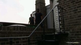 Robbing the blonde milfs with fake boobs turns into an anal foursome with double penetration