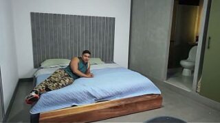 Muscular girl hires a personal trainer for her home workout and they have a great time