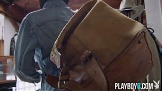 Curvy black MILF babe Harley Dean gets fully naked for Playboy