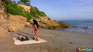 Julia’s Threesome Cock and Pussy Pleasure On The Beach